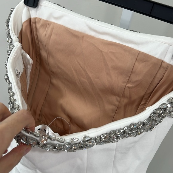 A.L.C. $695 Elsie Embellished Mini Dress - White & Crystal - Picture 10 of 12